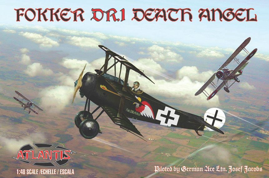 Fokker TriPlane DR.1 Death Angel 1/48 Scale Model Kit with Trading Card Atantis - Click Image to Close