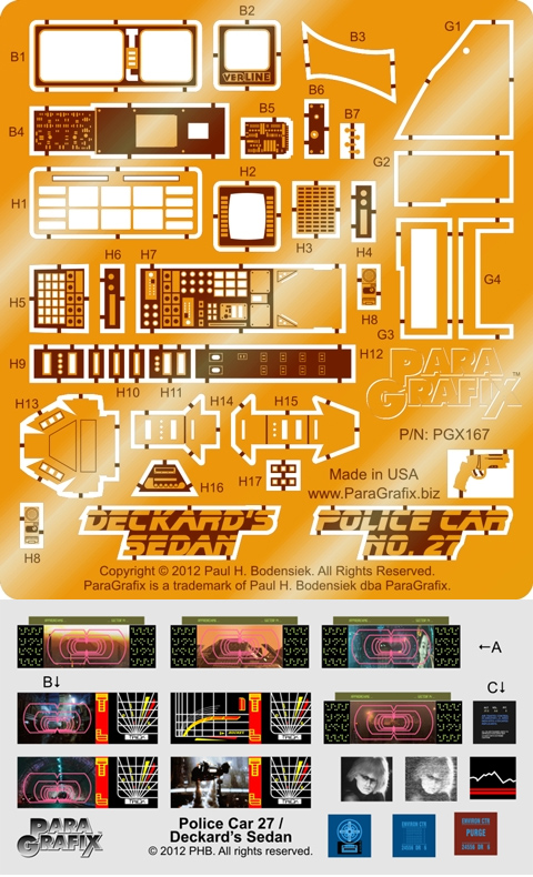Blade Runner Deckard Sedan Car 1/24 Scale Photoetch Set - Click Image to Close