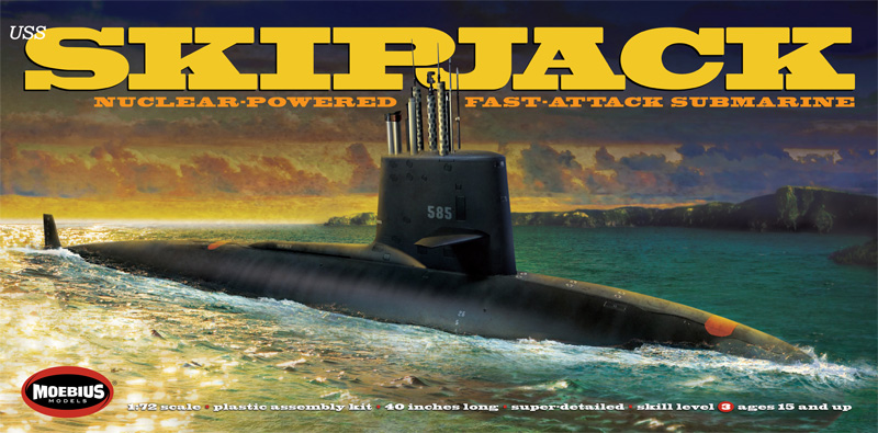 USS Skipjack Submarine 1/72 Scale 40 Inches SSN-585 Model Kit - Click Image to Close