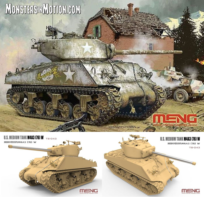 U.S. M4A3 (76) Sherman Tank 1/35 Scale Model Kit by Meng - Click Image to Close