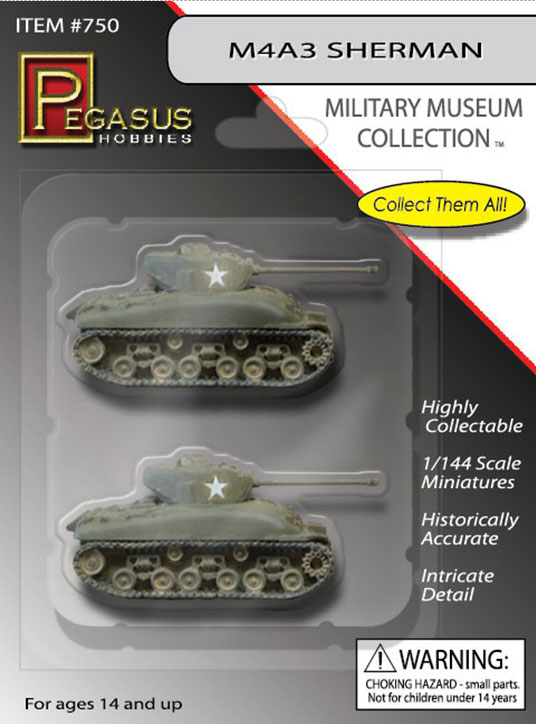 Sherman Tank M4A3 1/144 Scale Minature 2-Pack - Click Image to Close