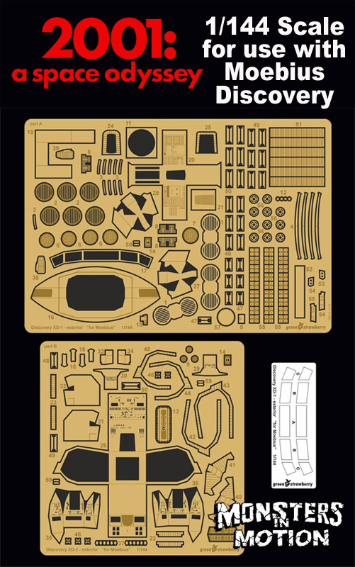 2001: A Space Odyssey Discovery 1/144 Scale Cockpit & Exterior Photoetch Upgrade Set for Moebius Model Kit by Green Strawberry - Click Image to Close