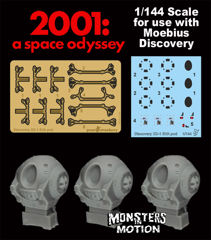 2001: A Space Odyssey Discovery 1/144 Scale Ultimate Upgrade Set 3-Pack Photoetch & Resin for Moebius Model Kit "Fruit Pack" by Green Strawberry - Click Image to Close