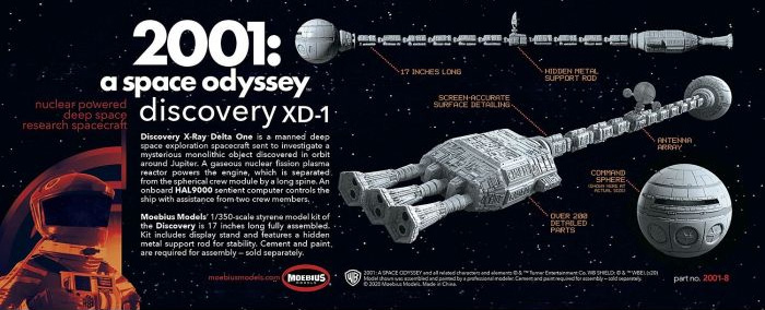 2001: A Space Odyssey Discovery 1/350 Scale Model Kit by Moebius - Click Image to Close