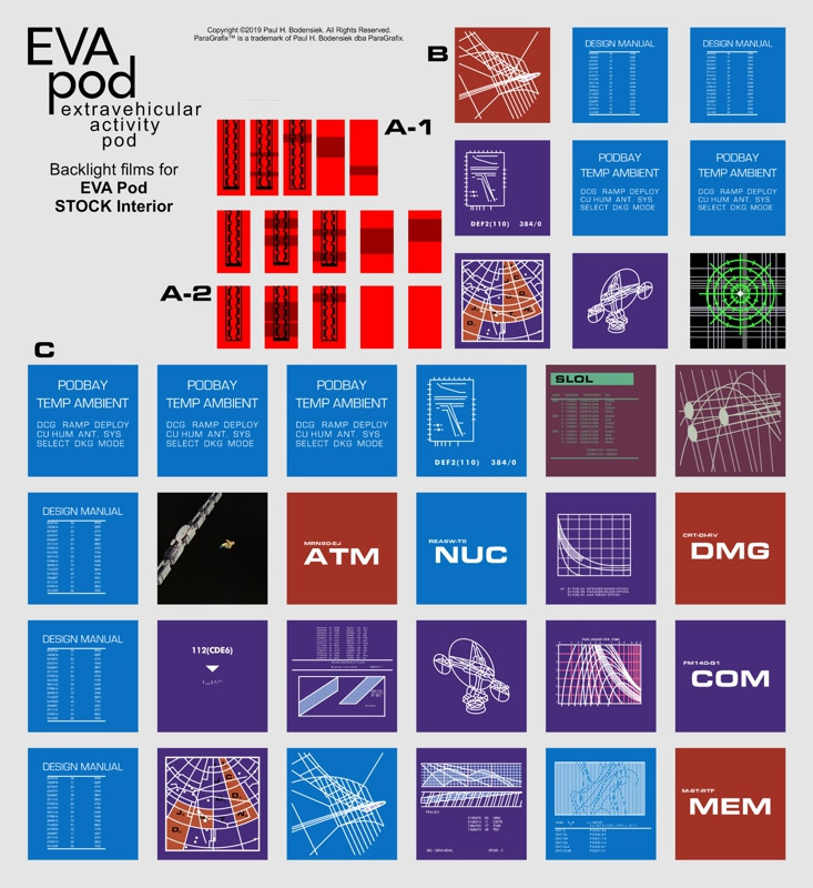 2001: A Space Odyssey EVA Pod 1/8 Scale Display Screens and Interior Backlight Films for Moebius Model Kit - Click Image to Close