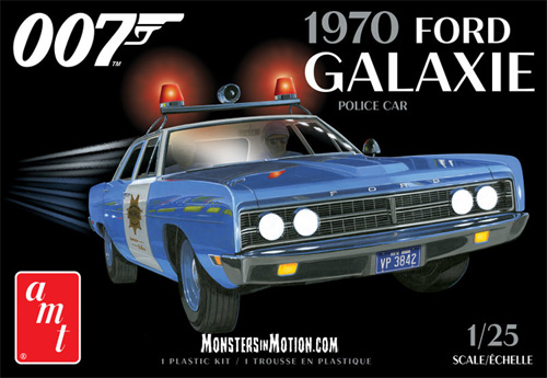 James Bond 007 Diamonds are Forever 1970 Ford Galaxie Police Car 1/25 Scale Model Kit AMT Re-Issue - Click Image to Close