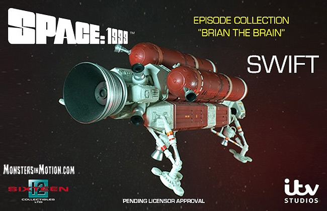 Space 1999 Brian The Brain SWIFT Spacecraft and Launchpad Diecast Replica Deluxe Set - Click Image to Close