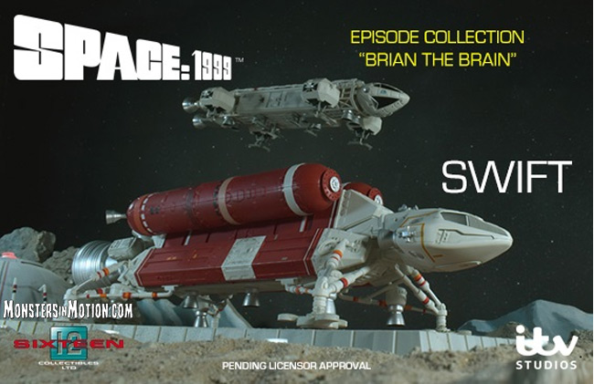 Space 1999 Brian The Brain SWIFT Spacecraft and Launchpad Diecast Replica Deluxe Set - Click Image to Close