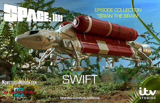 Space 1999 Brian The Brain SWIFT Spacecraft and Launchpad Diecast Replica Deluxe Set - Click Image to Close