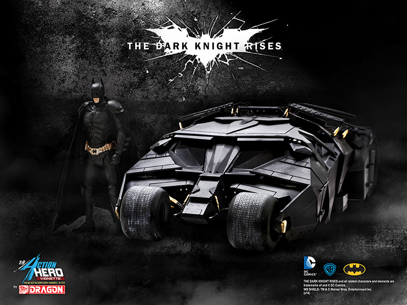 Batman Dark Knight Rises 1/9 Scale Batman and Tumbler Batmobile Painted Model Kit by Dragon - Click Image to Close