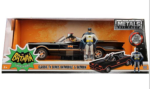 Batman 1966 Batmobile 1/24 Scale Diecast Metal Replica with Figures - Click Image to Close