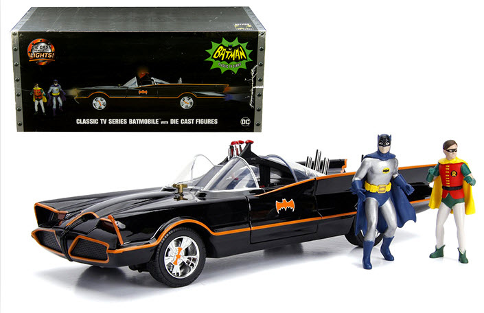 Batman 1966 Batmobile 1/18 Scale Replica with Lights and Figures - Click Image to Close