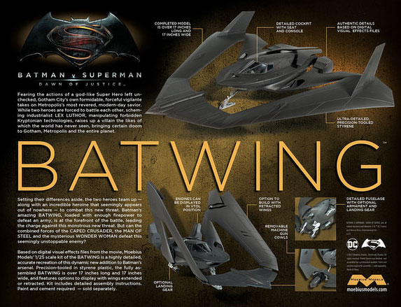 Batman Vs. Superman Batplane (Batwing) 1/24 Model Kit - Click Image to Close