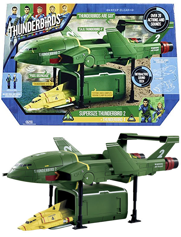 Thunderbirds Supersize DX TB2 with TB4 Vehicle Playset - Click Image to Close