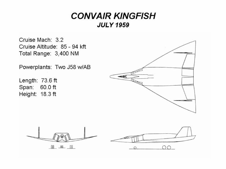 Convair Kingfish SR-71 Competitor 1959 High Altitude Reconnaissance Aircraft Project Model Kit - Click Image to Close