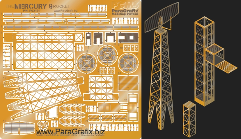 Mercury 9 Rocket 1/350 Scale Model Kit Photoetch Set - Click Image to Close
