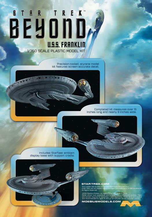 Star Trek Beyond U.S.S. Franklin 1/350 Scale Plastic Model Kit by Moebius - Click Image to Close