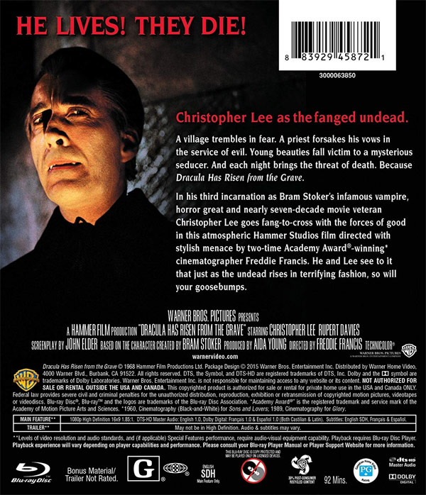 Dracula Has Risen From The Grave 1968 Blu-Ray Christopher Lee - Click Image to Close