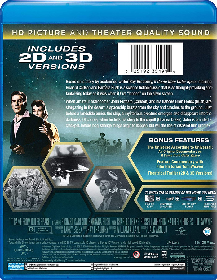 It Came From Outer Space 1953 Blu-Ray 2D and 3D - Click Image to Close