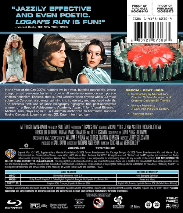 Logan's Run 1976 Blu-Ray With Commentary - Click Image to Close