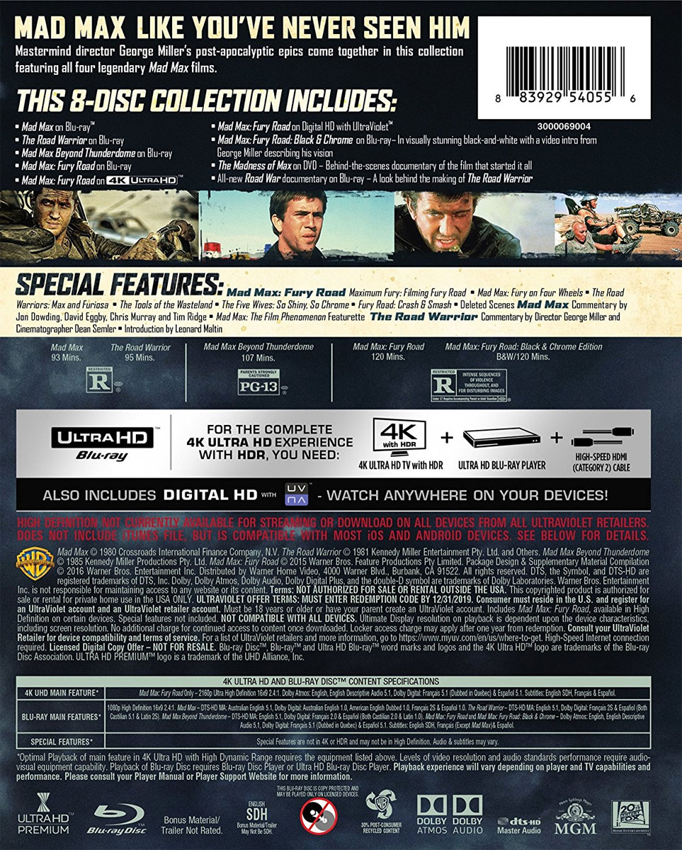 Mad Max Fury Road High Octane 4 Film Collection Blu-Ray - Click Image to Close