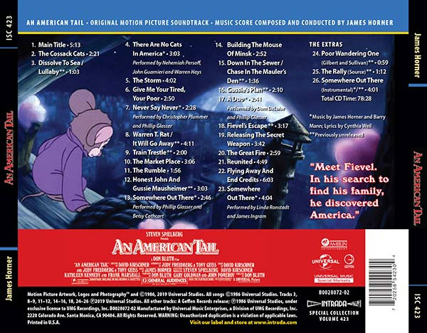 An American Tail 1986 Soundtrack CD James Horner - Click Image to Close