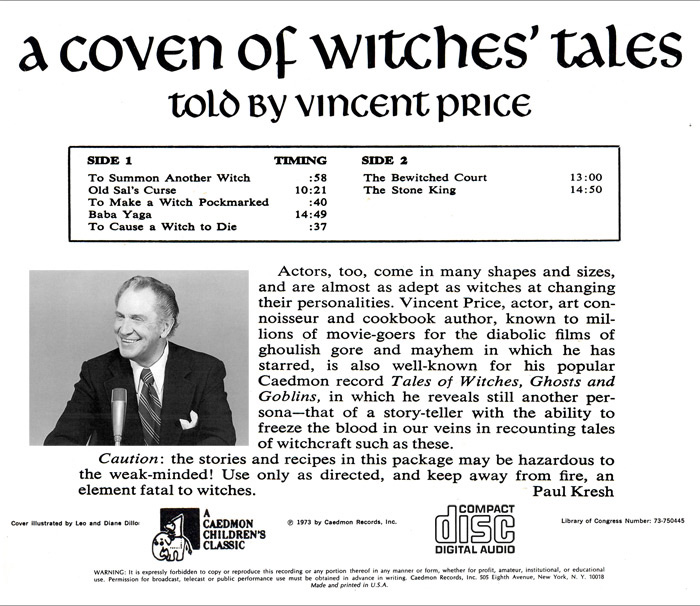 Coven of Witch Tales Told by Vincent Price Soundtrack CD - Click Image to Close