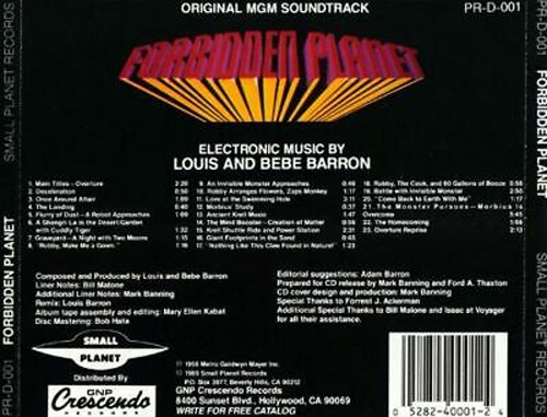 Forbidden Planet Soundtrack CD Louis And Bebe Barron - Click Image to Close