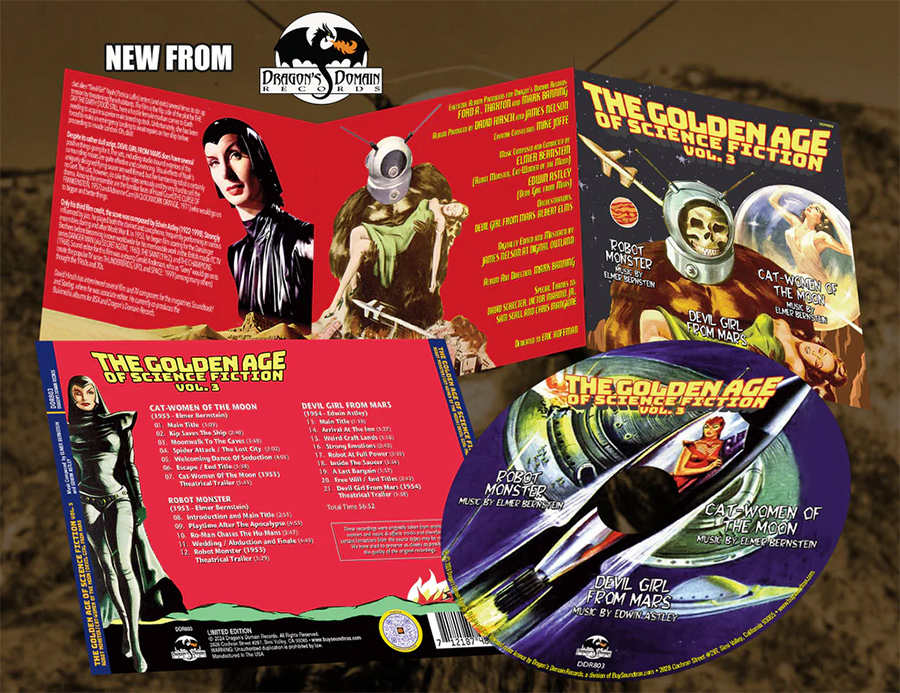 Golden Age of Science Fiction Vol. 3 Soundtrack CD Robot Monster, Devil Girl From Mars and Cat-Women of the Moon Elmer Bernstein - Click Image to Close