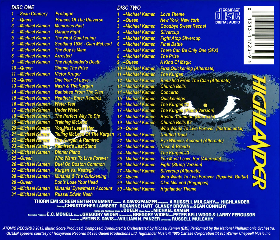 Highlander 1986 Soundtrack 2CD Set Michael Kamen / Queen - Click Image to Close