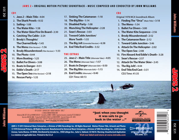 Jaws 2 Expanded Soundtrack CD John Williams 2 CD SET - Click Image to Close