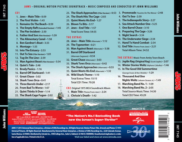 Jaws Soundtrack CD John Williams 2 CD Set - Click Image to Close