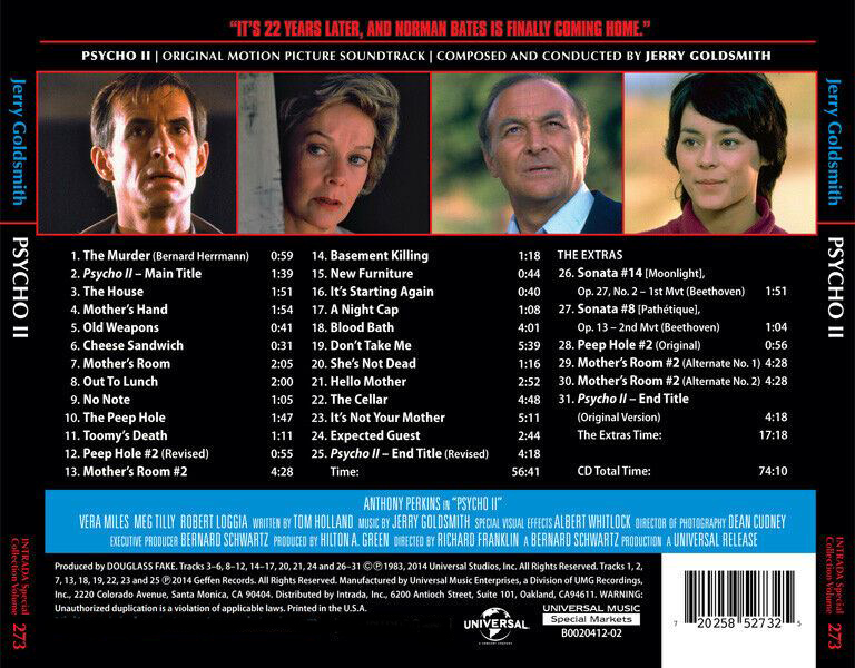 Psycho II Expanded Soundtrack CD Jerry Goldsmith - Click Image to Close