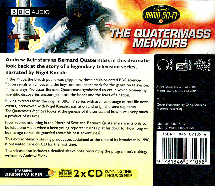 Quatermass Memoirs (Classic Radio Sci-Fi) CD AUDIOBOOK 2 Disc set - Click Image to Close