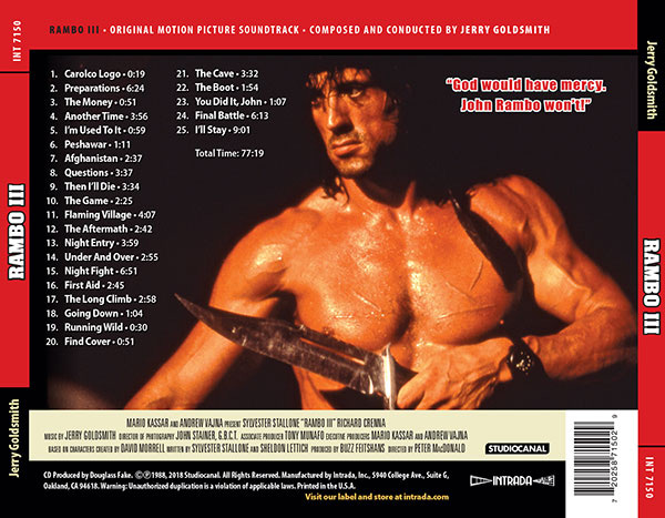 Rambo III Re-Mastered Soundtrack CD Jerry Goldsmith - Click Image to Close