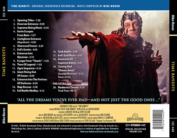 Time Bandits Soundtrack CD Mike Moran Time Bandits Soundtrack CD Mike Moran  [19CDT200] - $21.99 : Monsters in Motion, Movie, TV Collectibles, Model  Hobby Kits, Action Figures, Monsters in Motion