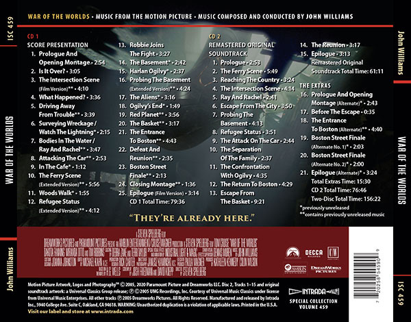 War of the Worlds 2005 Soundtrack 2CD Set John Williams - Click Image to Close