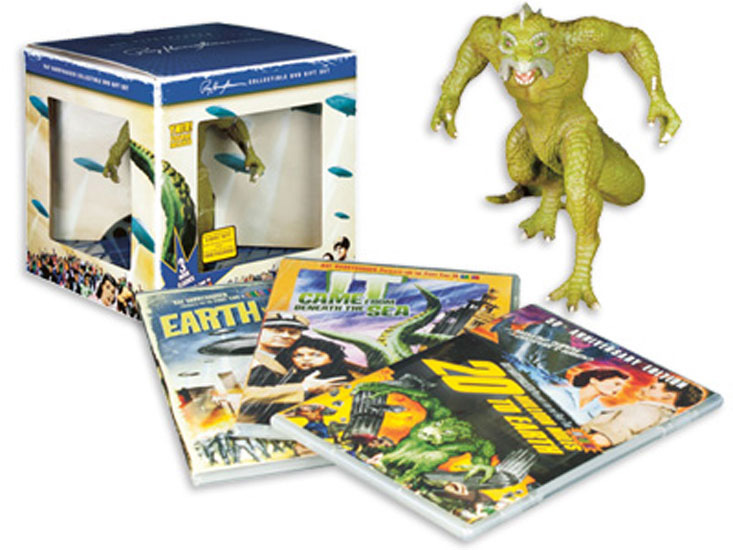 Ray Harryhausen 3 Film DVD Gift Set with Ymir Figure It Came from Beneath the Sea; Earth vs. the Flying Saucers; 20 Million Miles to Earth Colorized - Click Image to Close