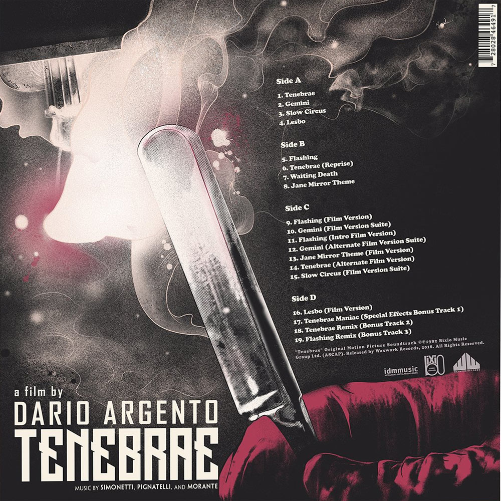 Tenebrae Soundtrack Vinyl LP Dario Argento Goblin LIMITED Blood Red with Razor Silver Colored Vinyl - Click Image to Close