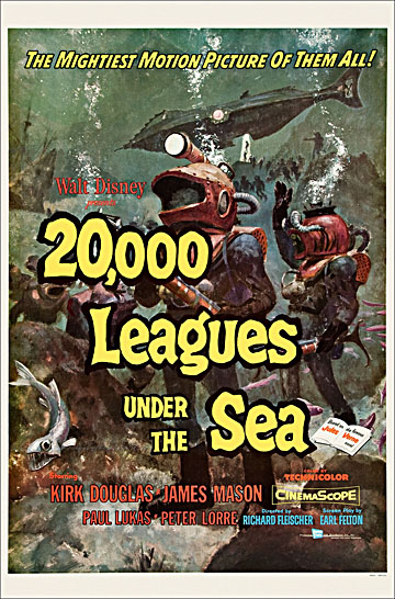 20,000 Leagues Under The Sea 1954 One Sheet Poster Reproduction - Click Image to Close