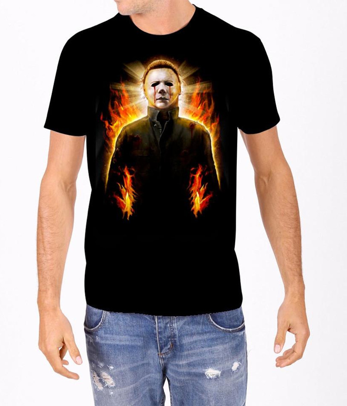 Halloween Michael Myers Flames T-Shirt John Carpenter - Click Image to Close