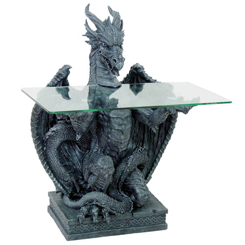 Dragon 33" Tall Glass Top End Table - Click Image to Close