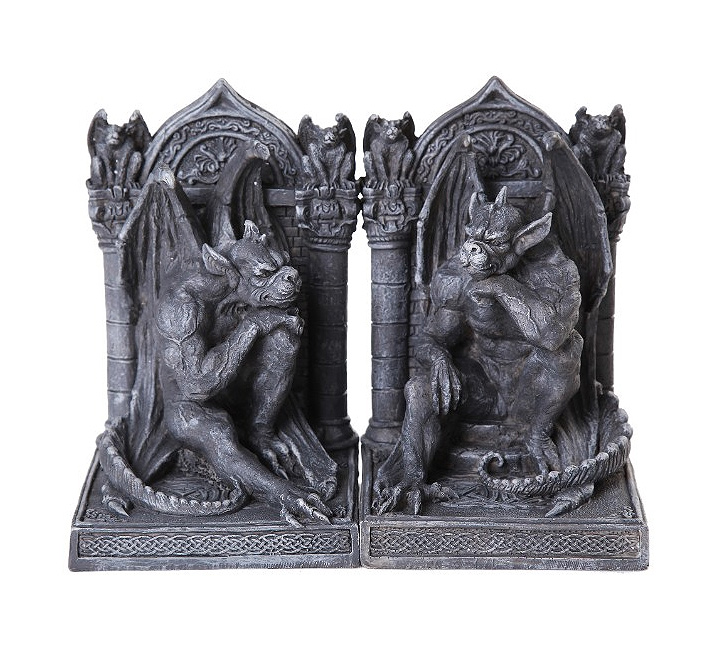 Gargoyle Thinker Bookends Statue Set of 2 - Click Image to Close