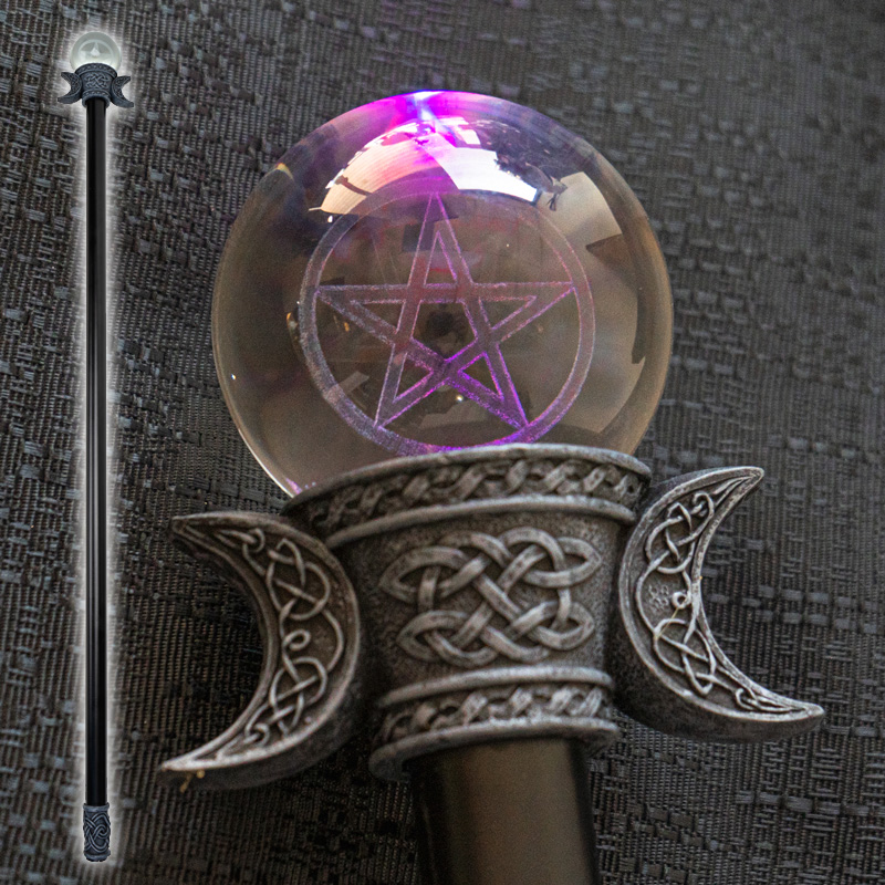 Pentagram Wizard's Walking Cane with LED Lights - Click Image to Close