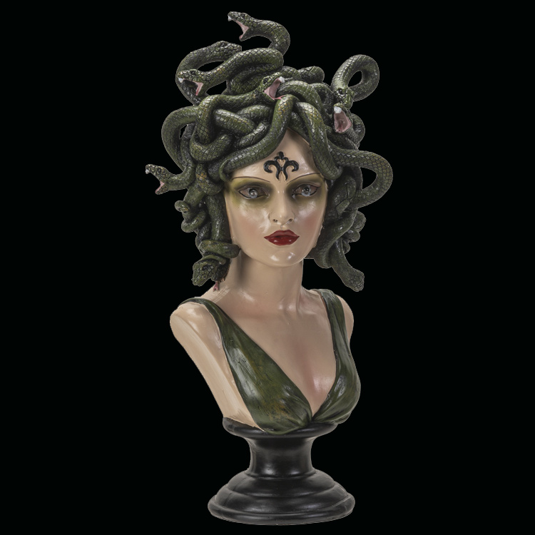 Medusa 15 Inch Statue Bust with LED Light Eyes - Click Image to Close