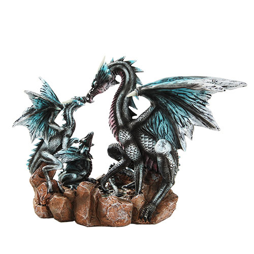 Dragon Family Hand Painted Resin Statue - Click Image to Close