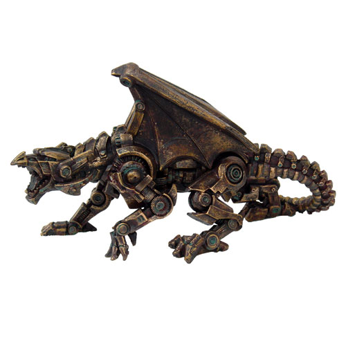 Steampunk Mechanical Dragon Cold Cast Resin Statue - Click Image to Close