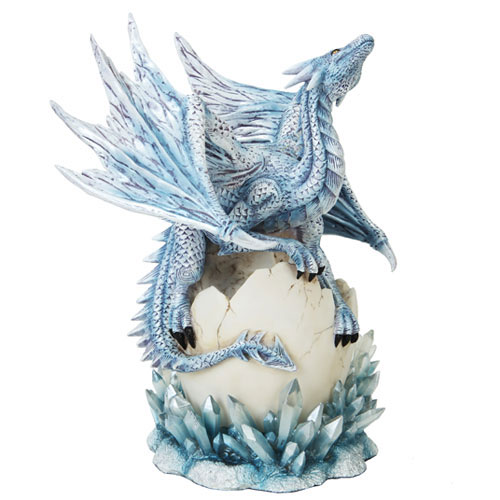 Dragon Blue Dragon on Hatching Crystal Egg 12" Statue - Click Image to Close