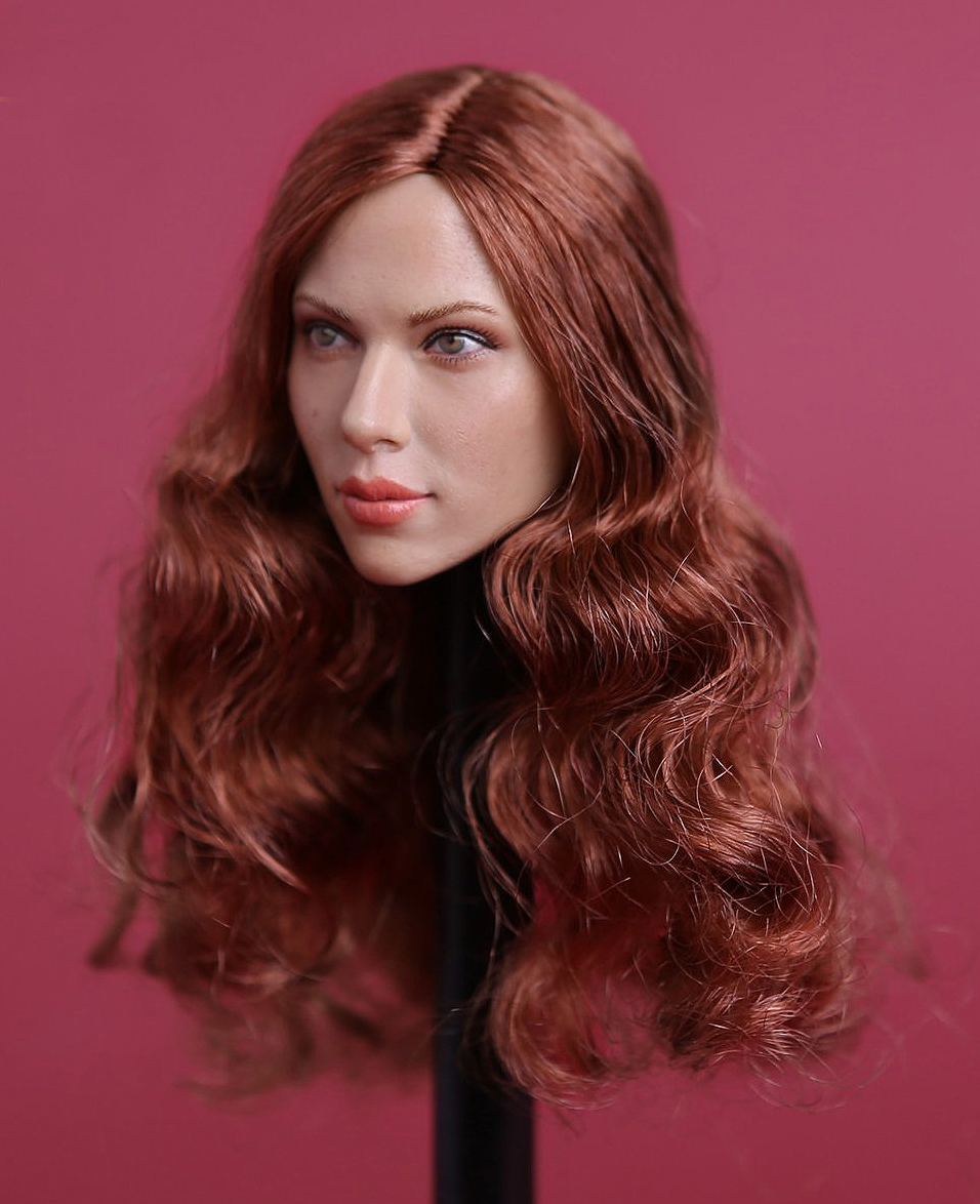 American Women's 1/6 Scale Head Sculpture with Red Hair (Scarlett Johansson) - Click Image to Close