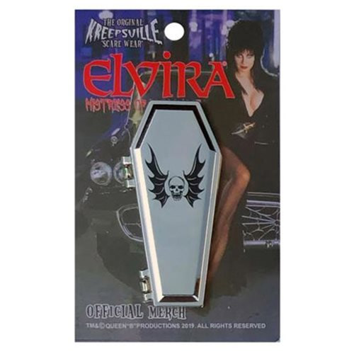 Elvira Mistress of the Dark Open Coffin Red Enamel Pin - Click Image to Close